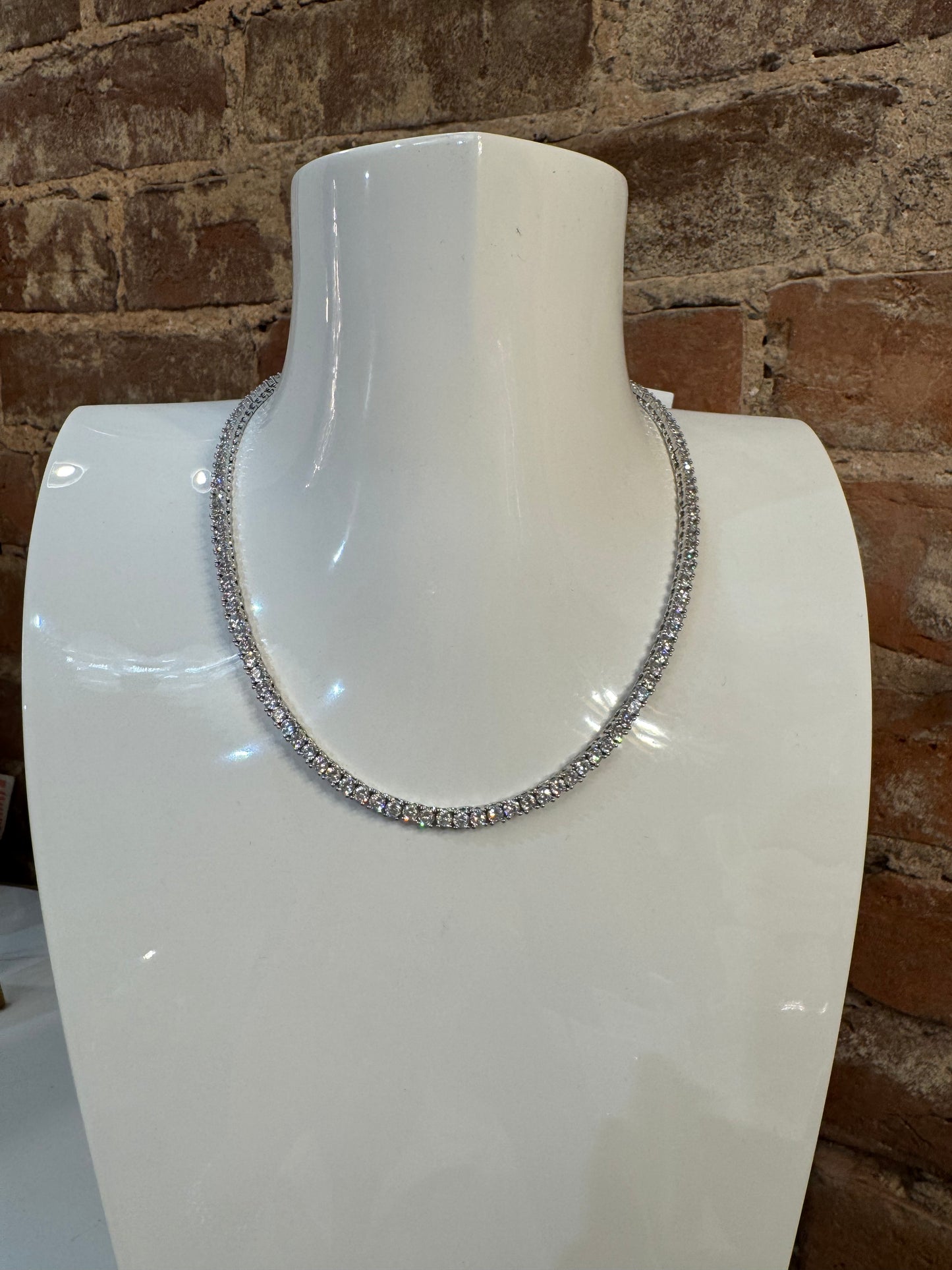 Angela 16” Silver Tennis Necklace