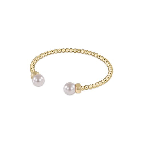 Classic Gold 3mm Bead Cuff - Pearl