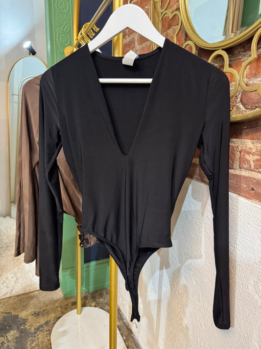 Black V-Neck Bodysuit