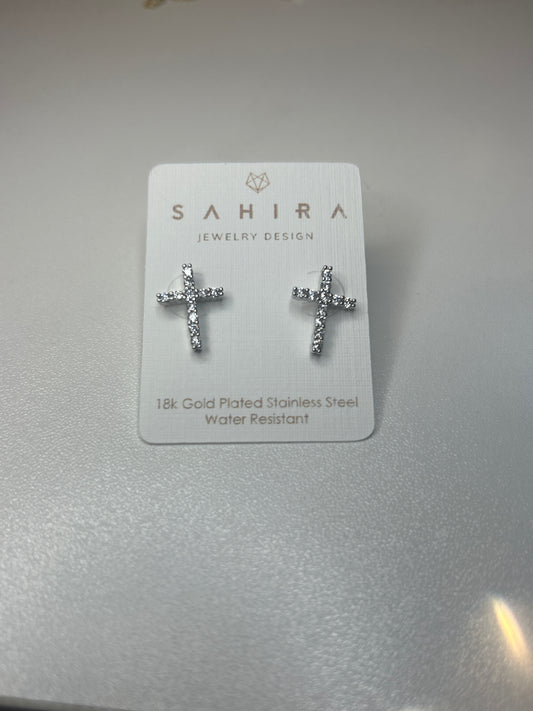 Silver Cross Earrings Stud