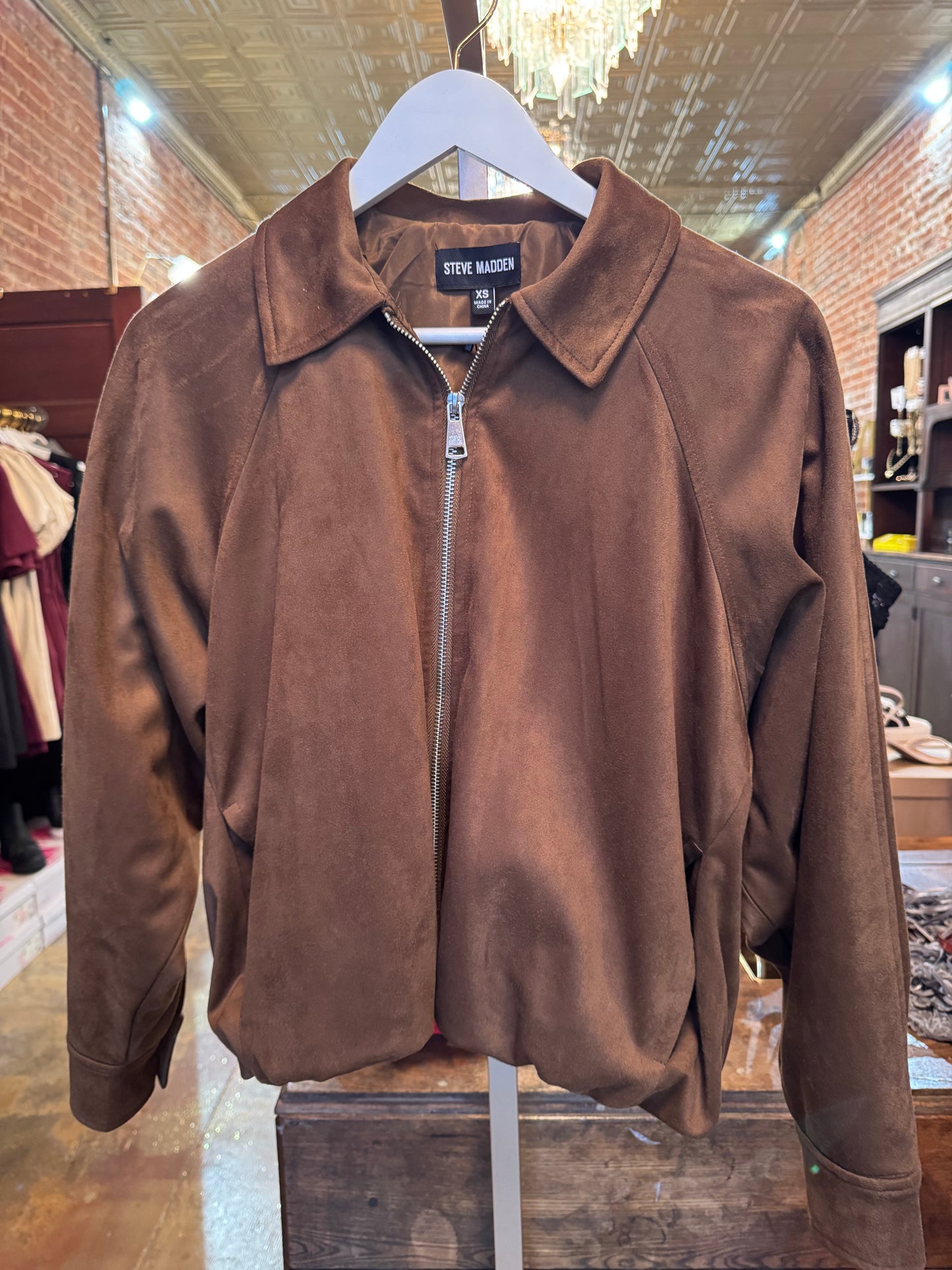 Steve Madden faux suede bubble bomber jacket
