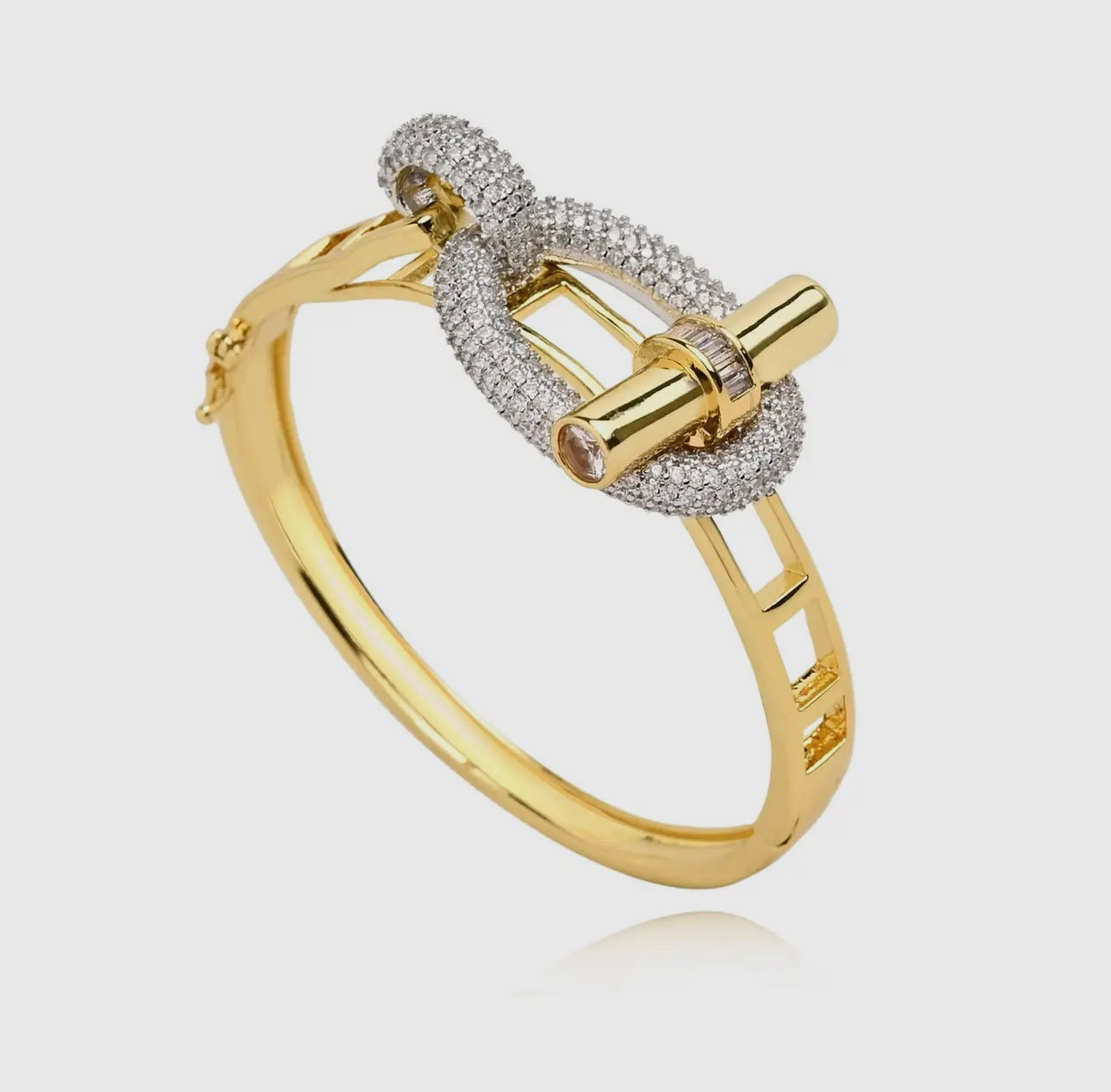 Buckle statement bracelet