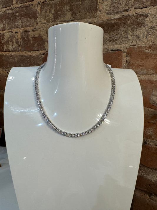 Angela 16” Silver Tennis Necklace