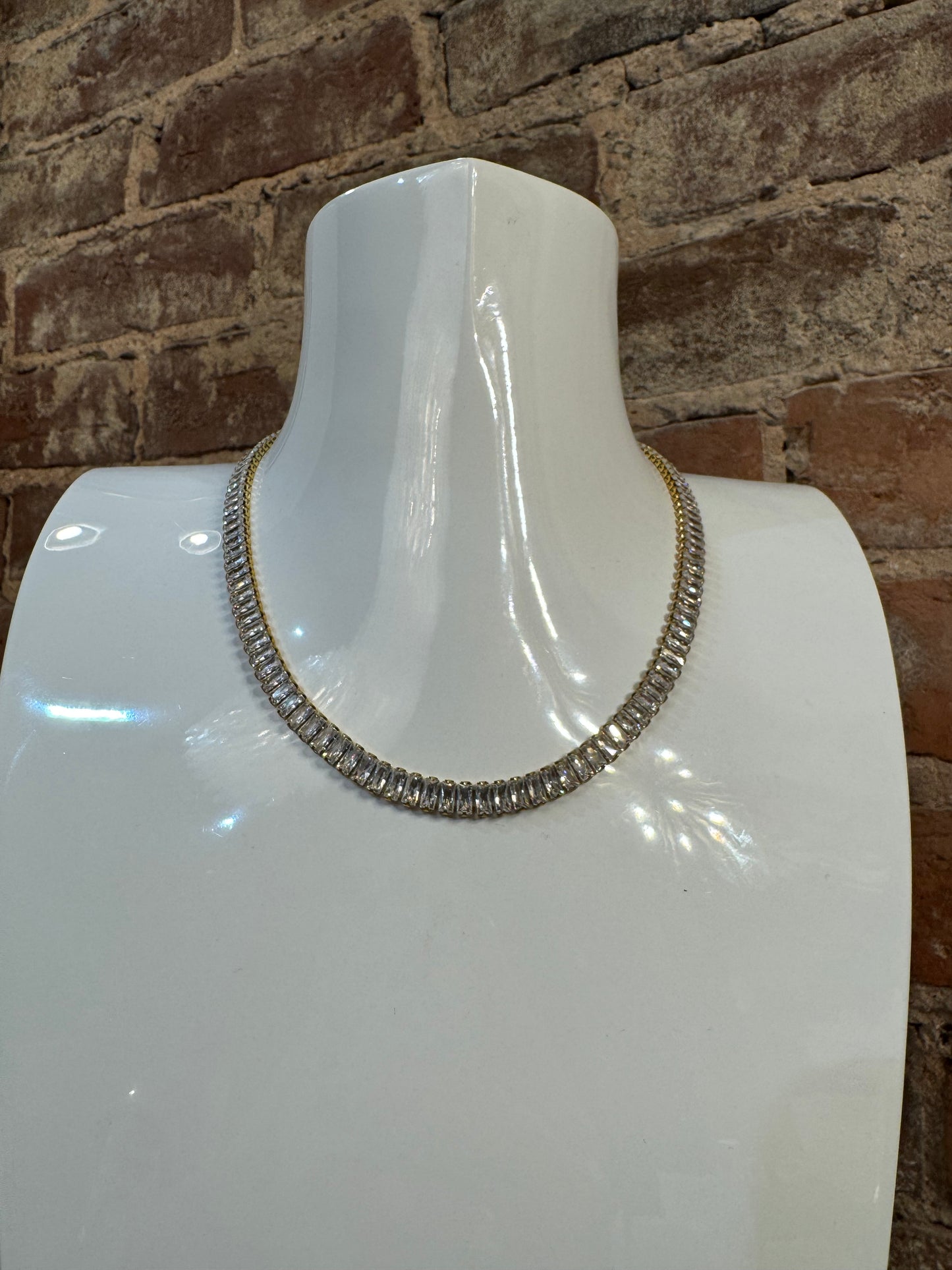 Baguette Gold Tennis Necklace