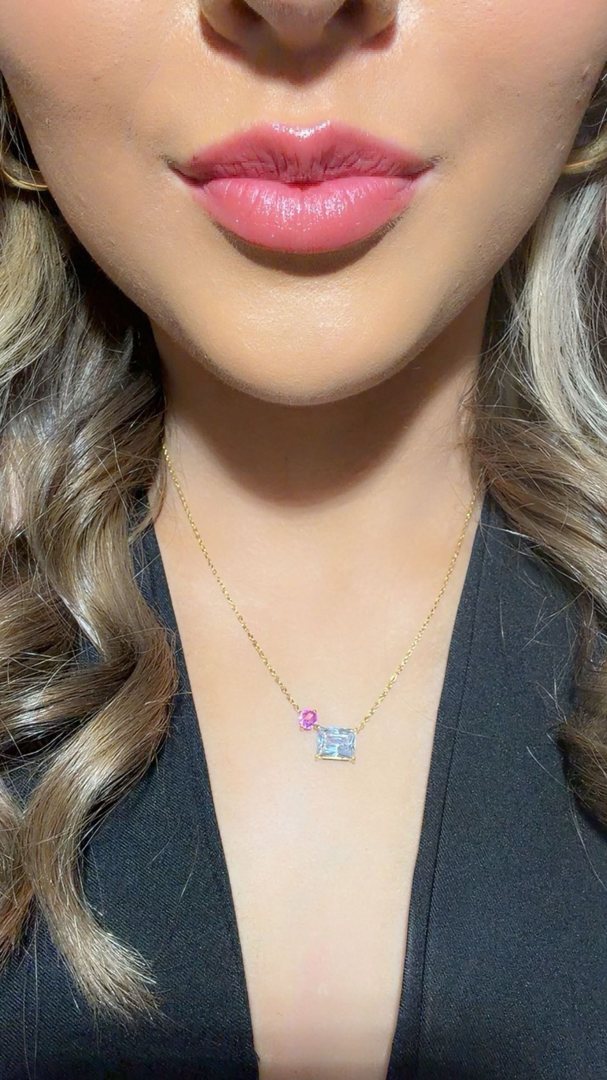 Zircon & pink necklace