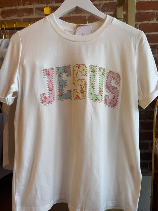 Floral Jesus tee