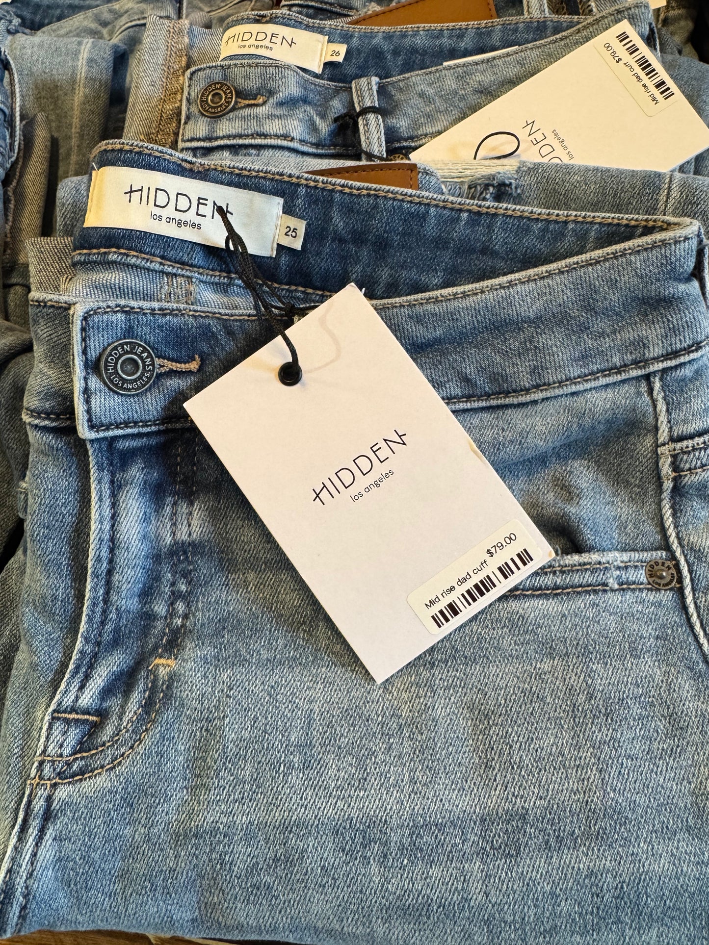 Mid rise cuffed dad jeans